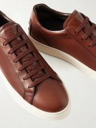 Tod's - Cassetta Rubber-Trimmed Glossed-Leather Sneakers - Brown