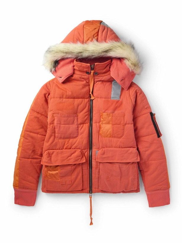 Photo: Greg Lauren - Faux Fur and Ripstop-Trimmed Quilted Cotton-Blend Twill Hooded Jacket - Orange