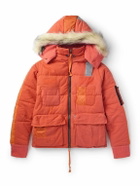 Greg Lauren - Faux Fur and Ripstop-Trimmed Quilted Cotton-Blend Twill Hooded Jacket - Orange