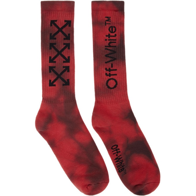 Photo: Off-White Red and Black Tie-Dye Arrows Socks