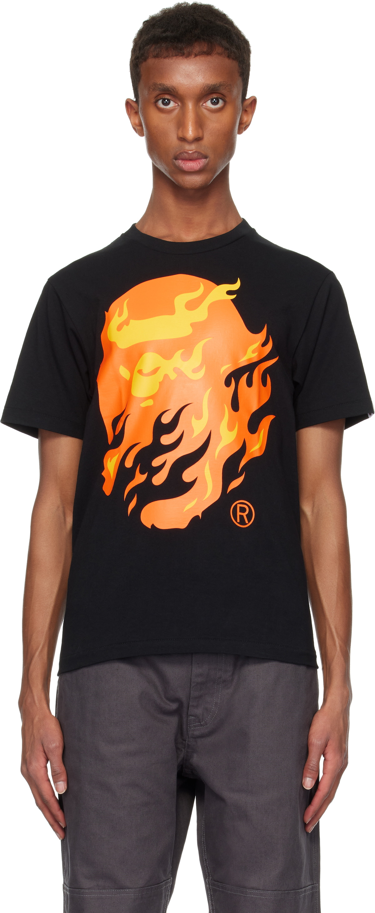 BAPE Black & Red Flame Ape Head T-shirt A Bathing Ape