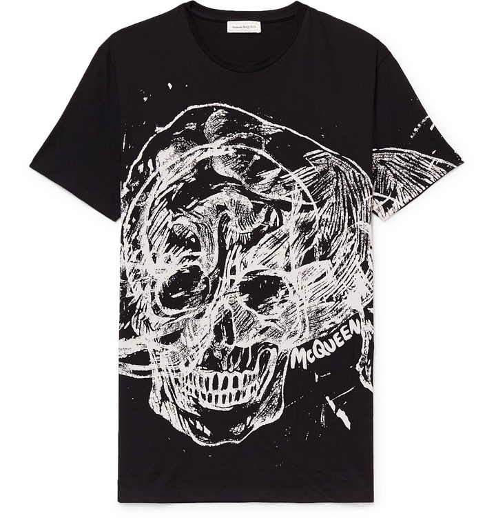 Photo: Alexander McQueen - Slim-Fit Printed Cotton-Jersey T-Shirt - Black