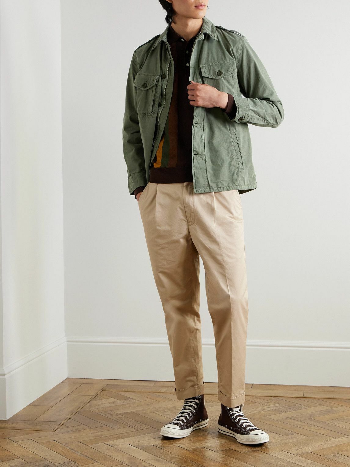 パンツ BEAMS PLUS 20AW 1Pleats Trousers S Beams Plus 1 Pleat Cotton Twill Trousers - White | Garmentory