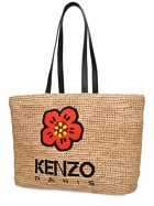 KENZO PARIS - Large Raffia & Leather Tote Bag