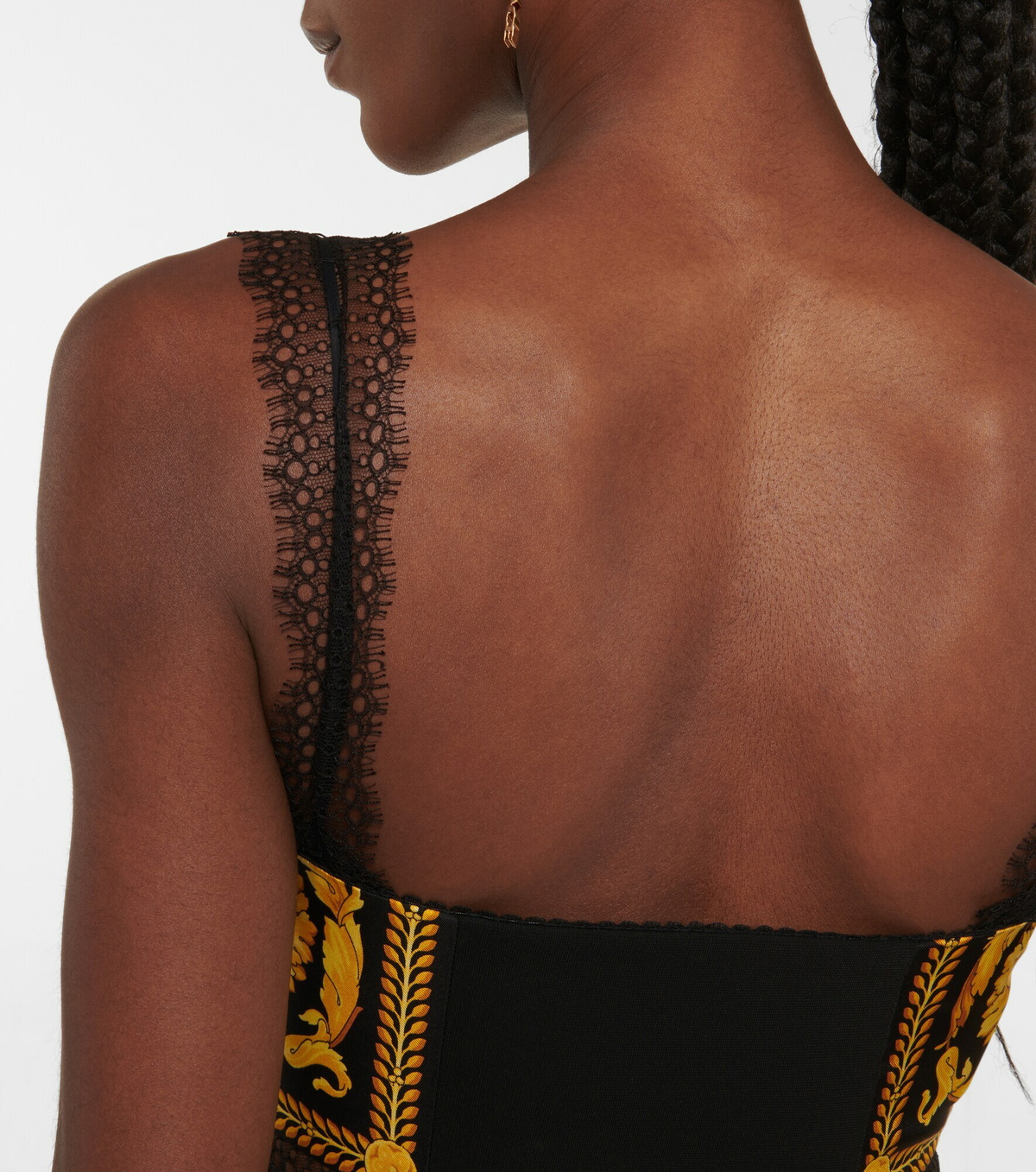 Versace - Barocco silk lace-trimmed crop top