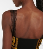 Versace - Barocco silk lace-trimmed crop top