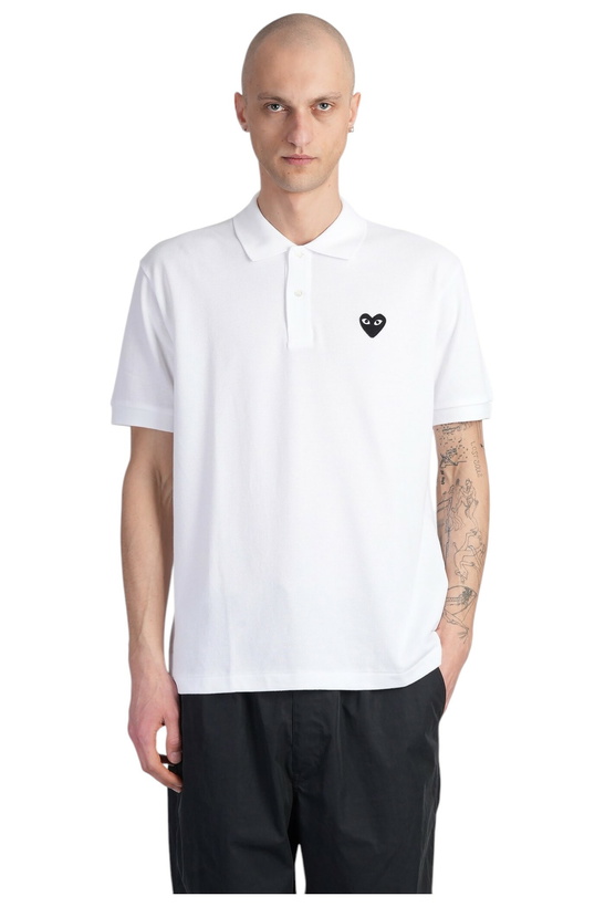 Photo: Comme des Garçons Play Polo In White Cotton