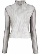 AISLING CAMPS Grey Modern Mist Sheer Long Sleeve Top