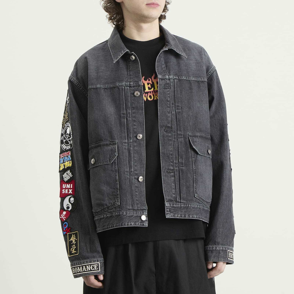 MASTERMIND WORLD Men's Patched Denim Jacket in Black