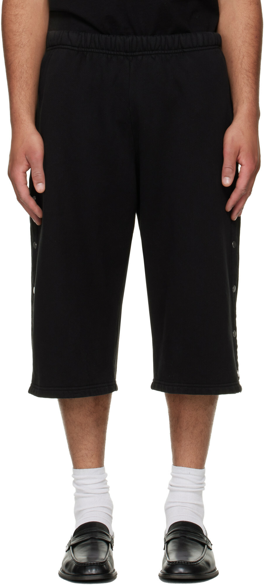 Les Tien Black Part Snap Shorts