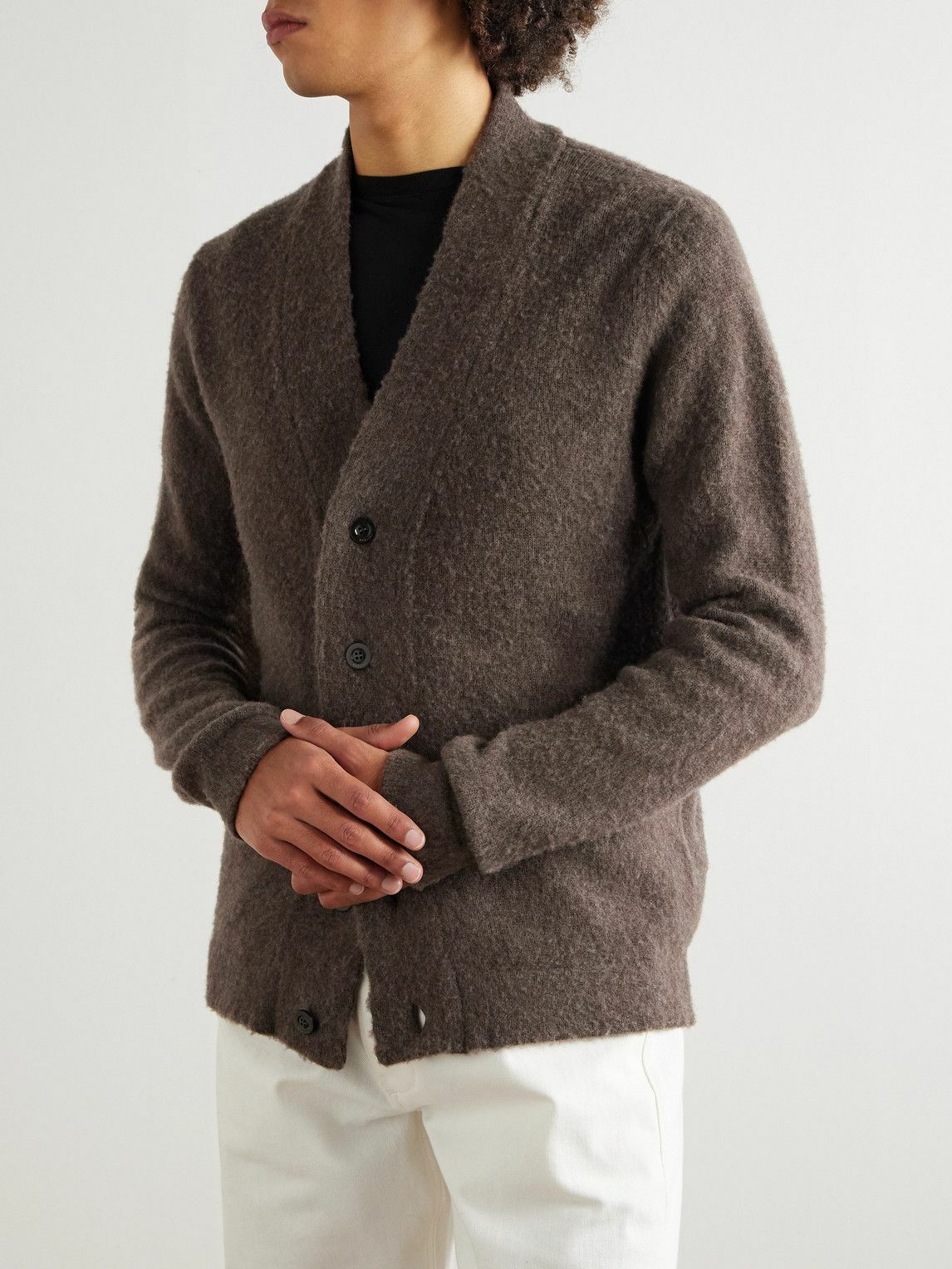 Boglioli - Brushed-Virgin Wool and Cashmere-Blend Cardigan - Brown