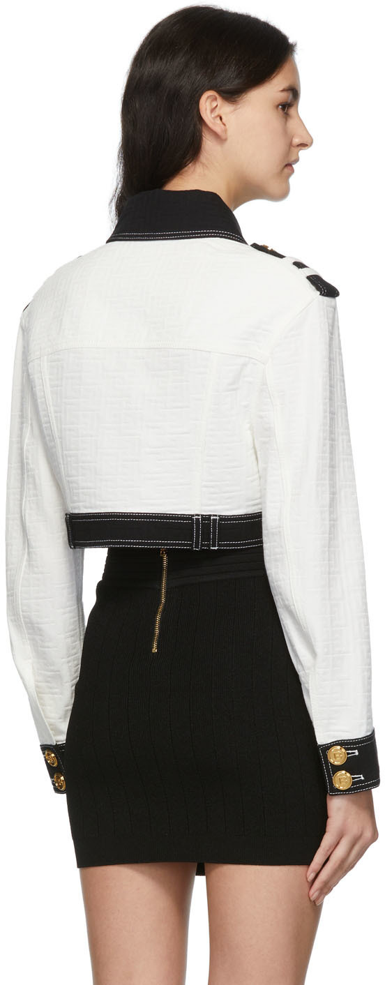 Balmain cropped denim jacket - White