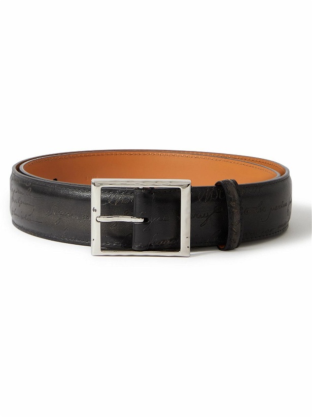 Photo: Berluti - Scritto 3.5cm Leather Belt - Black