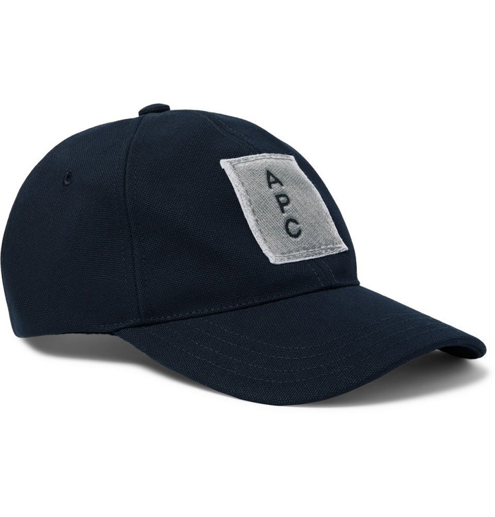 Photo: A.P.C. - Logo-Appliquéd Cotton-Twill Baseball Cap - Navy