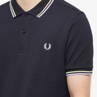 Fred Perry Authentic Men's Slim Fit Twin Tipped Polo Shirt in Navy