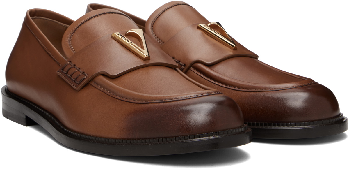 Versace Black 'V' Leather Loafers