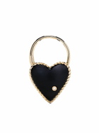 Yvonne Léon 9K Yellow Gold Creole Cadenas Coeur Onyx Single Drop Earring