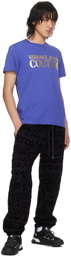 Versace Jeans Couture Blue Glittered T-Shirt