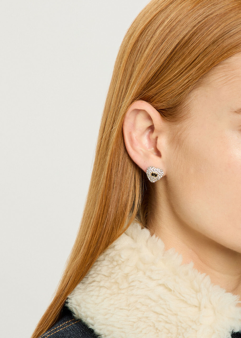 Valentino Coeur Royal Crystal-embellished Stud Earrings - Gold - One Size