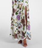 Là Fuori Luminous Flounce embellished floral gown