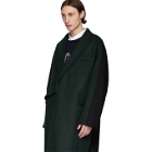 Maison Kitsune Green and Black Bifabric Wrap Coat