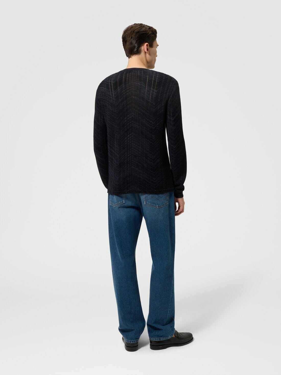 Missoni - Long-sleeve viscose and cotton henley shirt, Men, Black & Grey