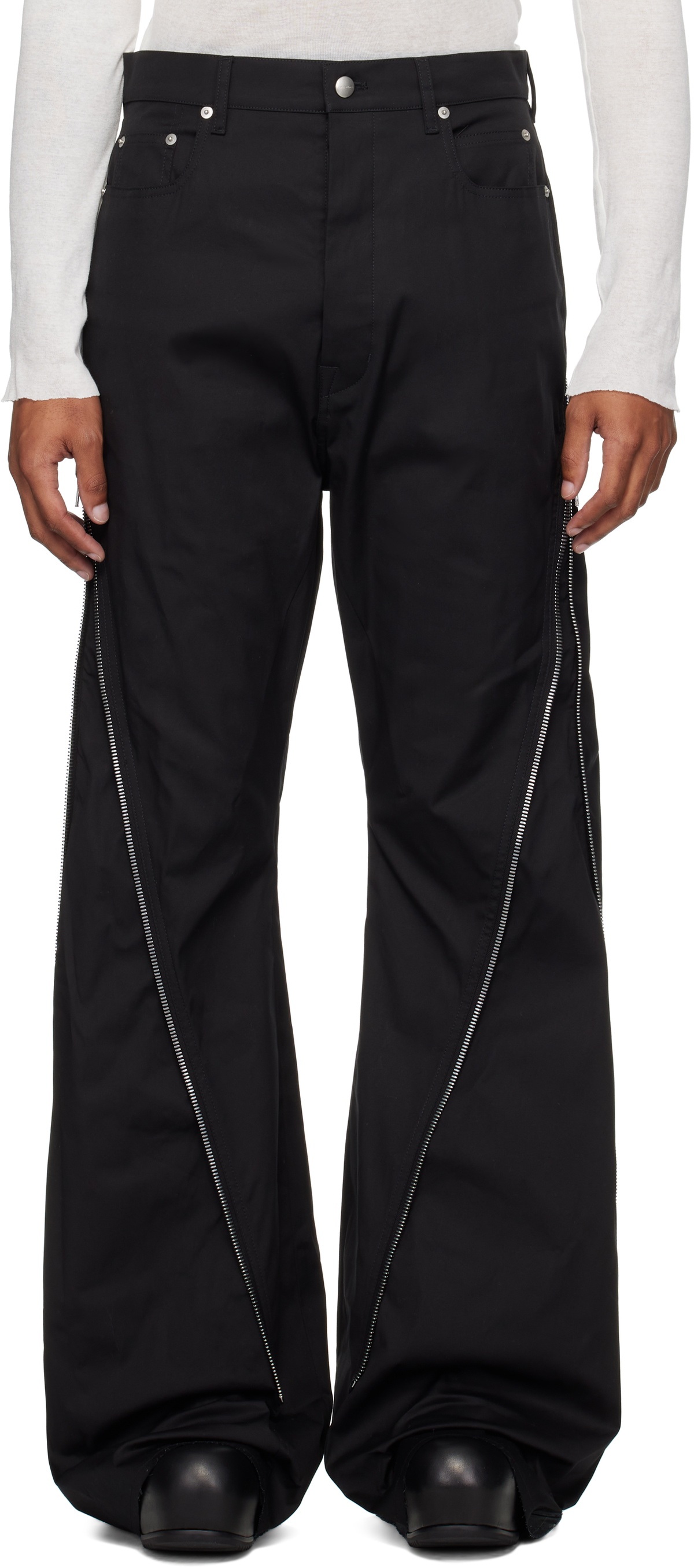 Lad Musician Black 2Tuck Cropped Wide Trousers Lad Musician