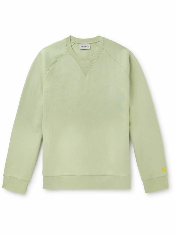 Photo: Carhartt WIP - Chase Logo-Embroidered Cotton-Blend Jersey Sweatshirt - Green