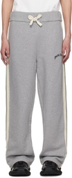 Palm Angels Gray Curved Logo Sweatpants