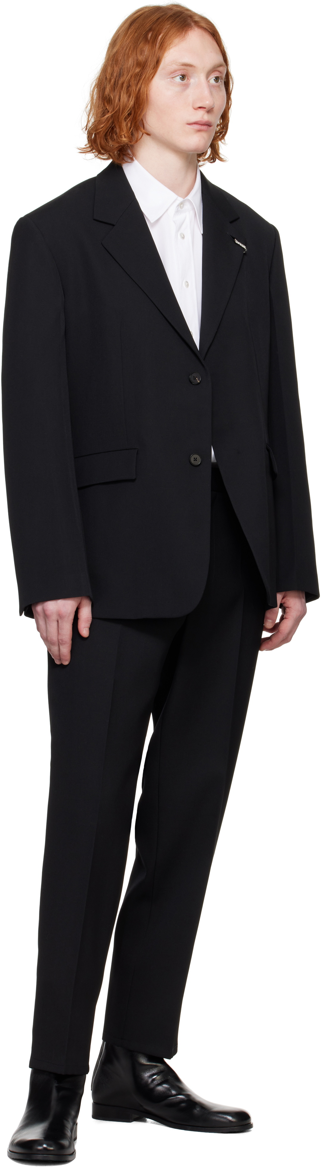 Jil Sander Black Sharp Wool Gabardine Blazer