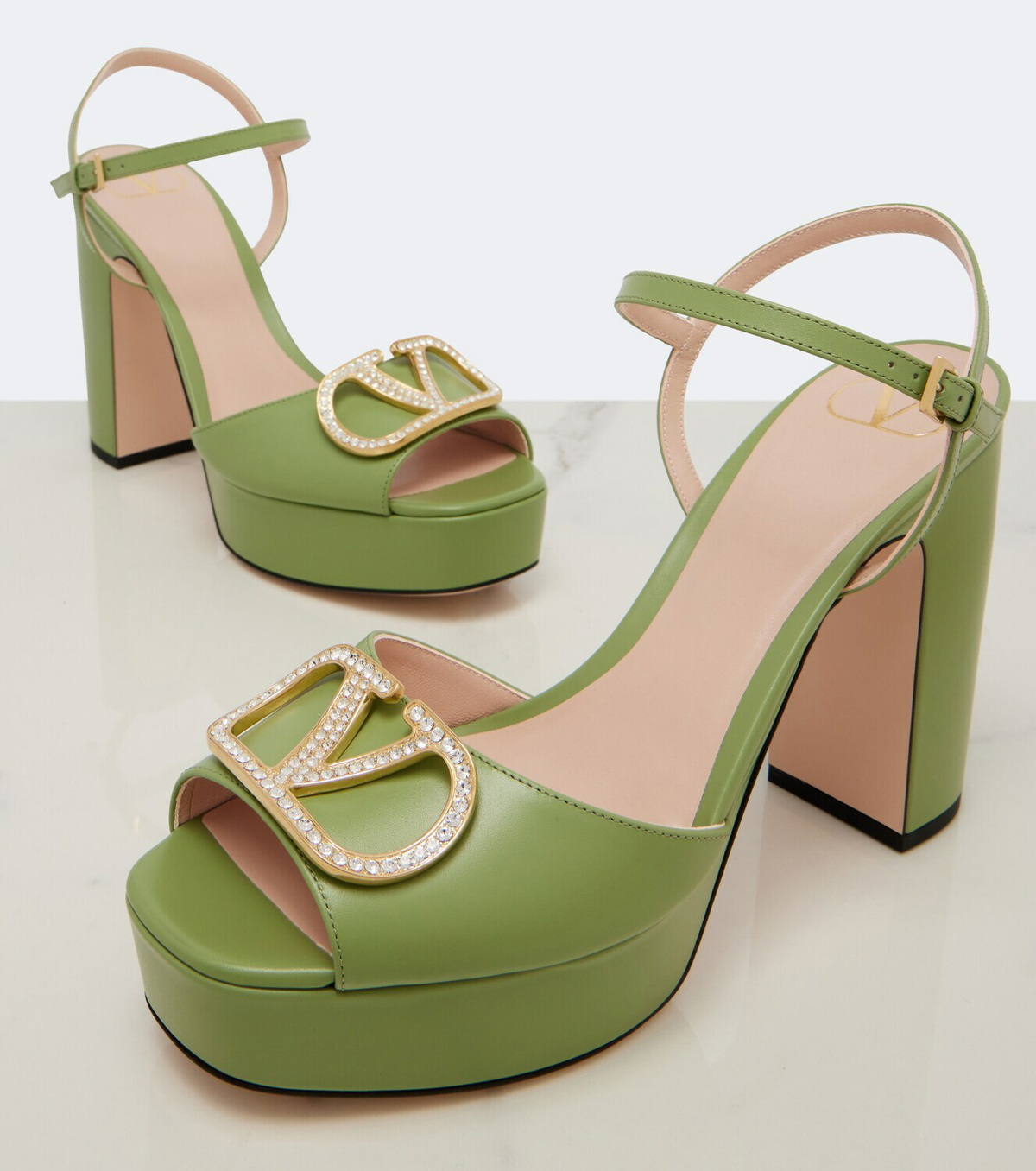 Valentino Garavani VLogo embellished leather platform sandals