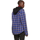 Off-White Blue and Brown Check Hoodie Shirt