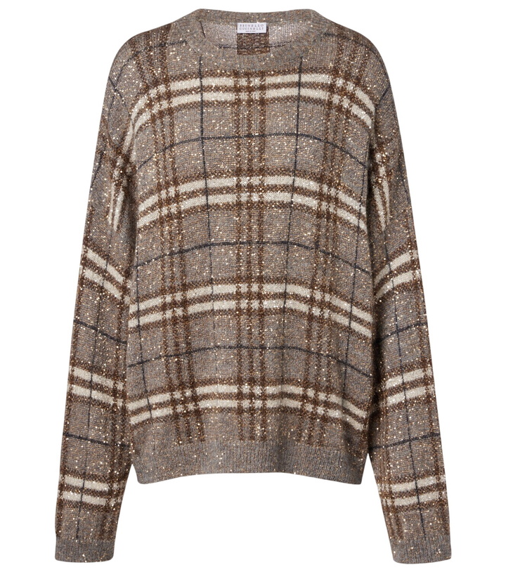 Photo: Brunello Cucinelli Checked sequined sweater