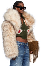 Dsquared2 Beige Faux Fur Donut Jacket