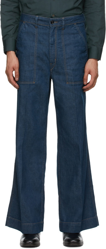 Photo: Lemaire Blue Wide-Leg Jeans