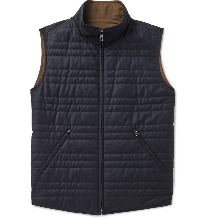 Photo: Loro Piana - Marlin Reversible Quilted Rain System Microfibre and Virgin Wool-Blend Gilet - Blue