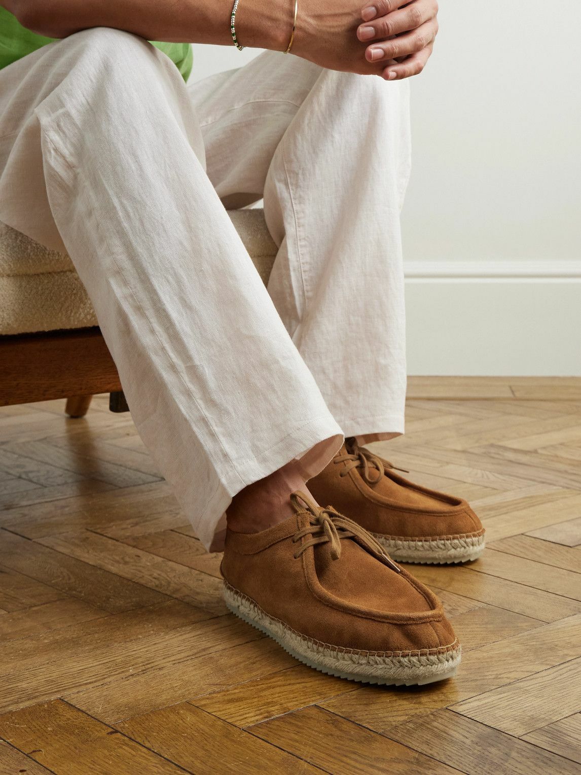 Frescobol Carioca - Rodolfo Jute-Trimmed Suede Derby Shoes - Brown