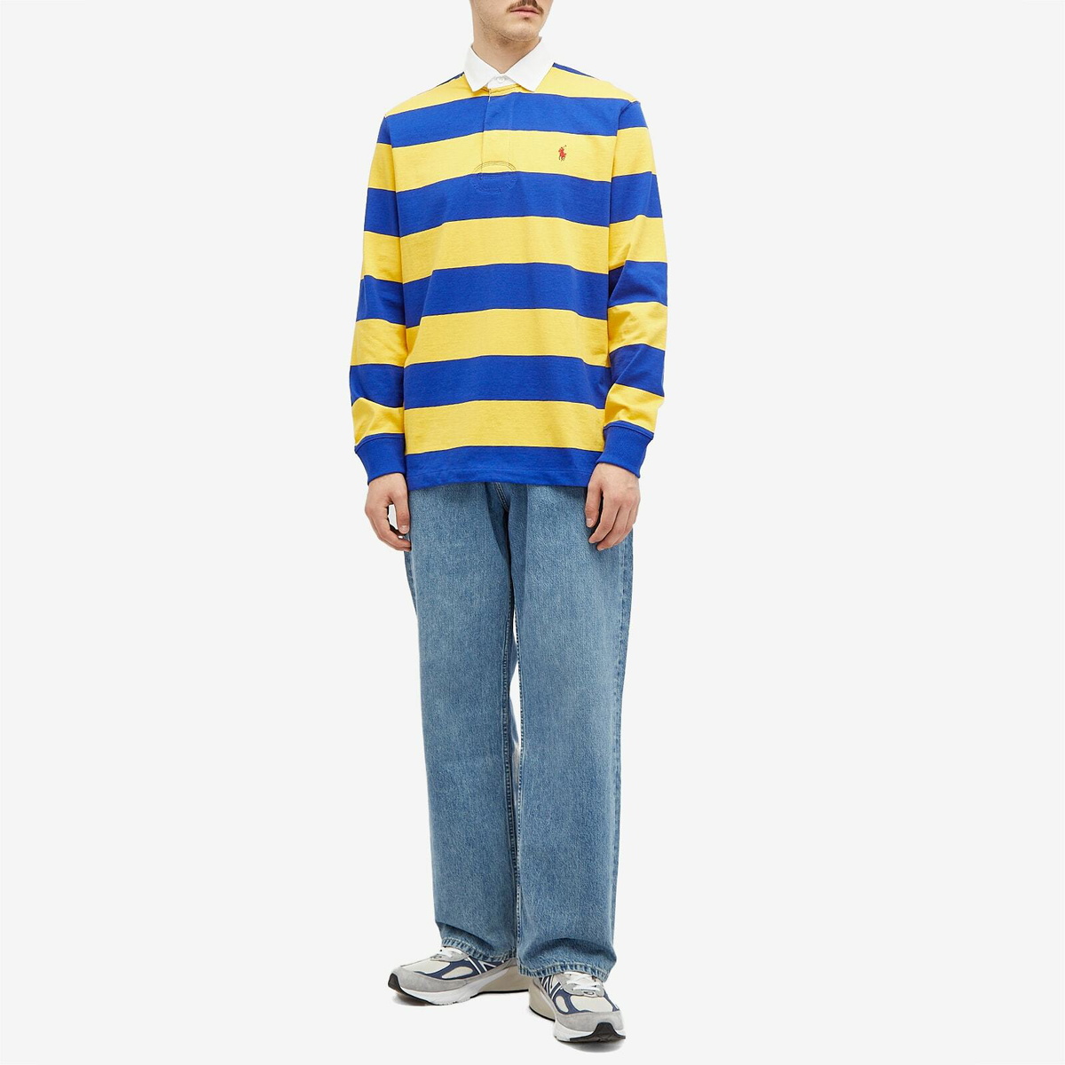 Polo Ralph Lauren Men's Stripe Rugby Shirt in Arctic Yellow/Classic Azure