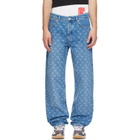 Marine Serre Blue Moon Laser Wash Denim Straight Jeans