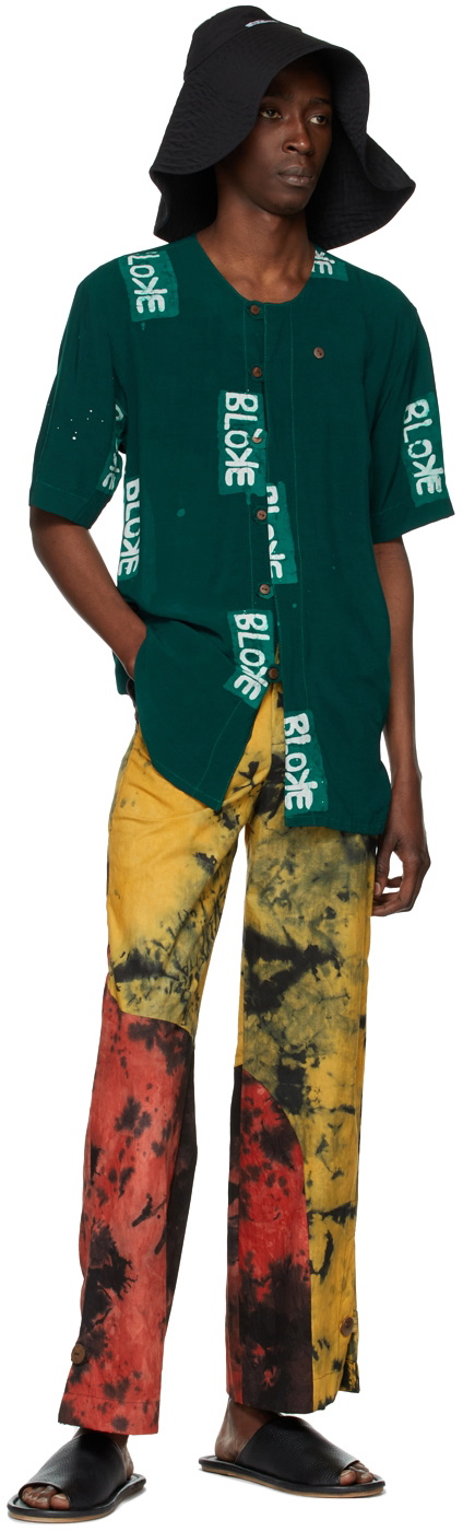 Bloke Green Hand Dyed Collarless Shirt