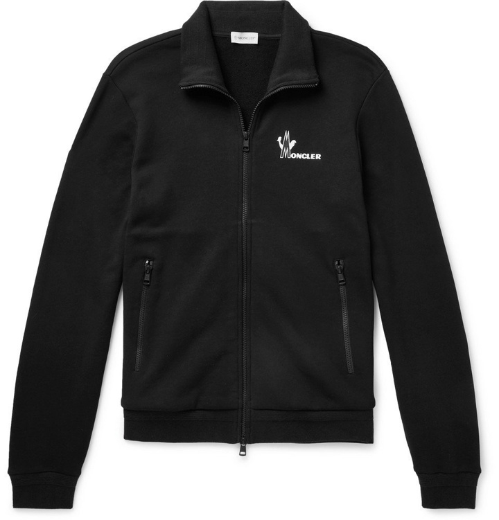 Photo: Moncler - Maglia Slim-Fit Loopback Cotton-Jersey Zip-Up Sweatshirt - Black