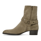 Saint Laurent Beige Suede Wyatt Harness Boots