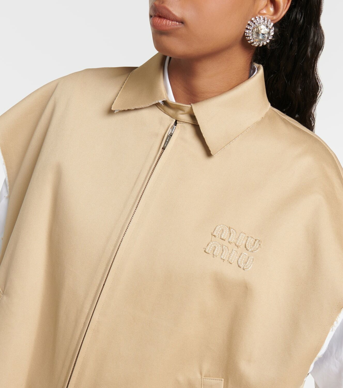 Miu Miu Zip-up cotton twill vest