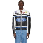 Versace White and Black Ford Edition Patchwork Logo Jacket