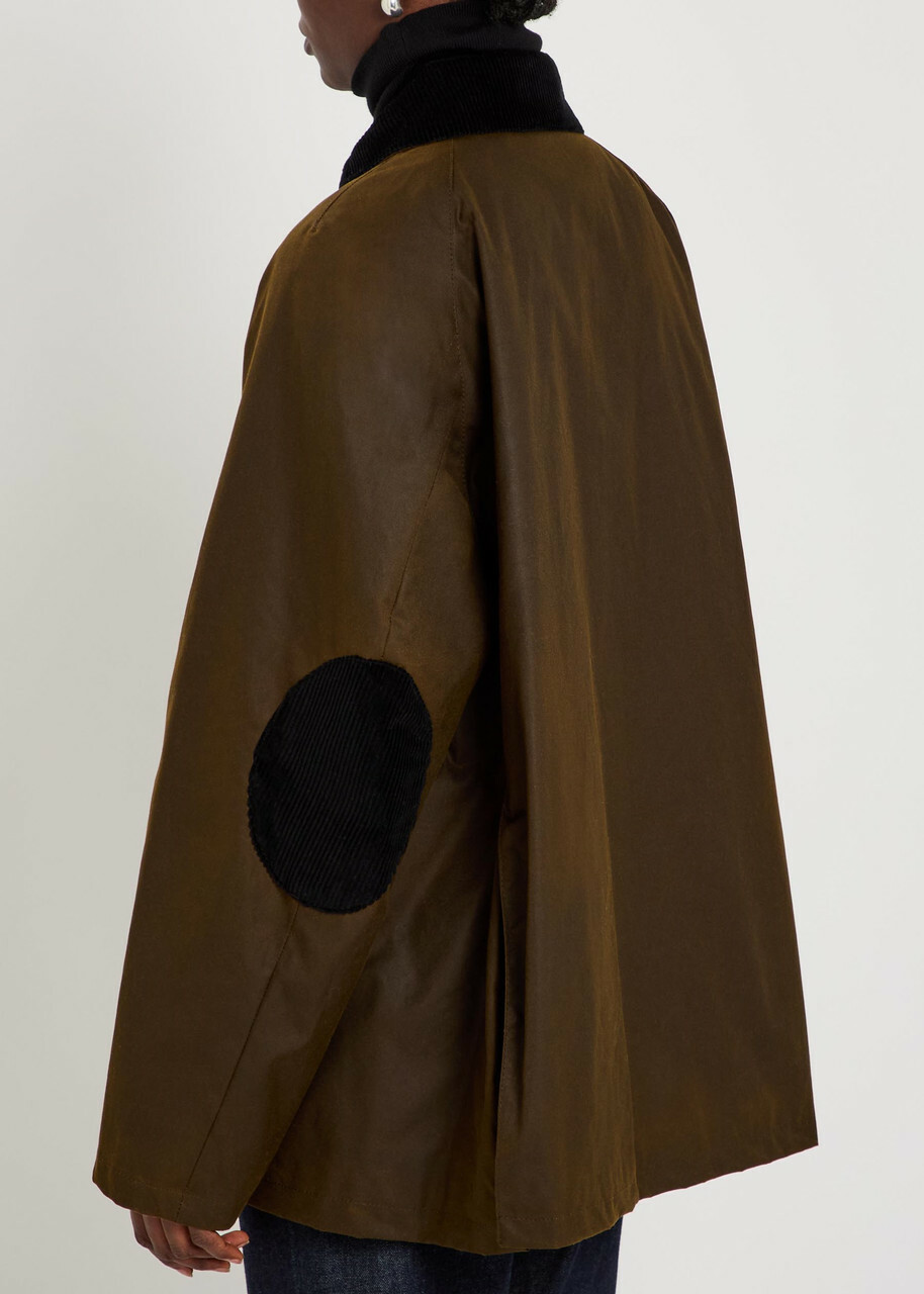 Toteme Corduroy-trimmed Waxed Cotton Jacket Dark Brown