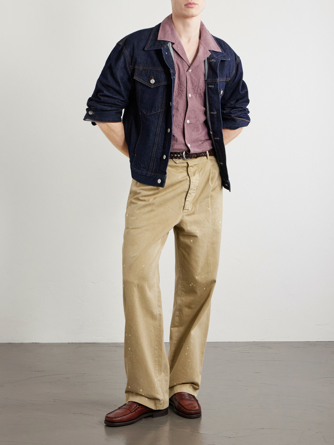 Corridor - Camp Collar Paisley-Embroidered Cotton Shirt - Purple