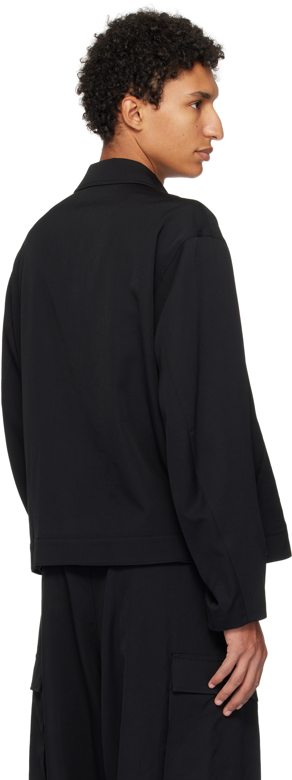 Y's For Men Black Wool Gabardine Jacket