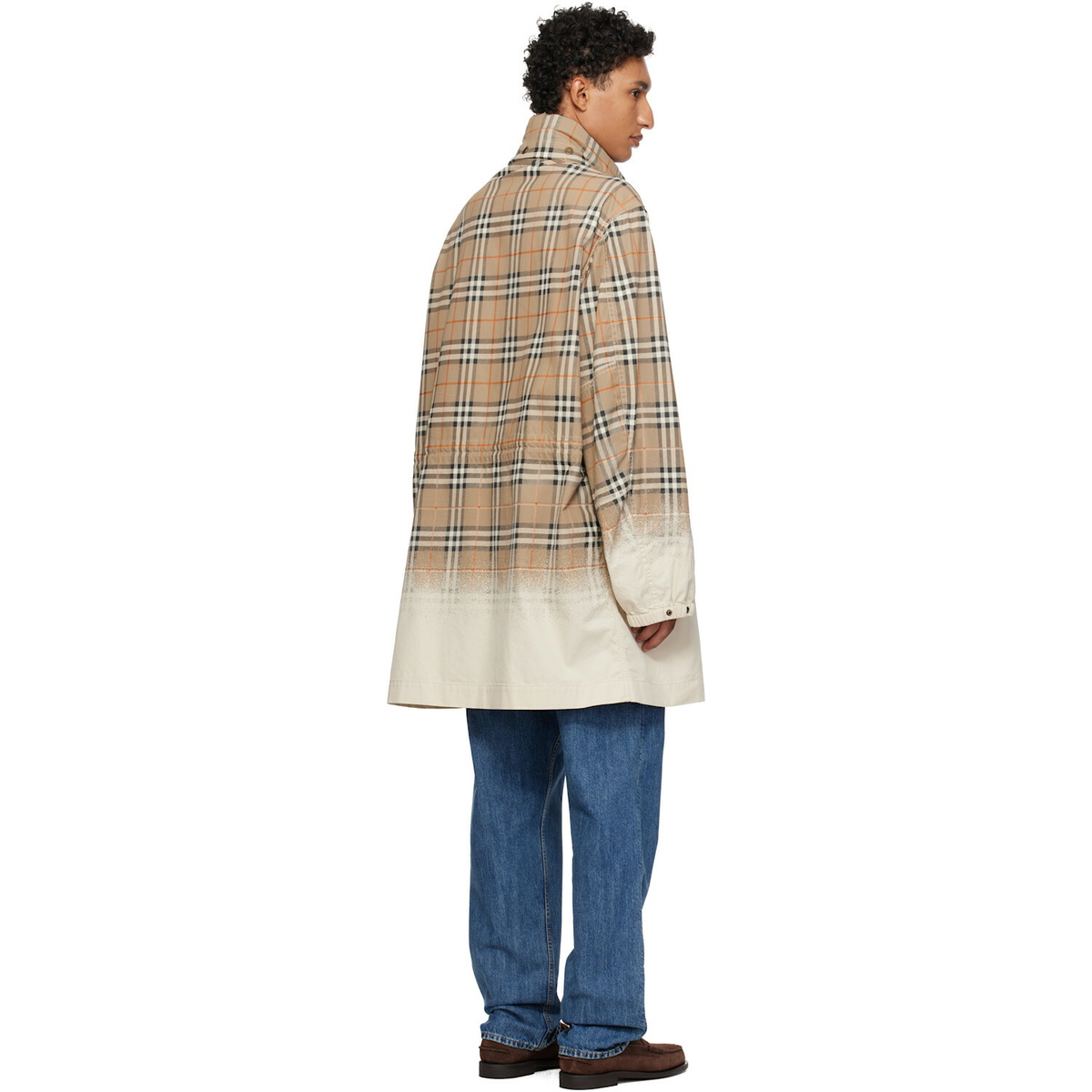 Burberry Beige Gradient Check Tropical Gabardine Parka