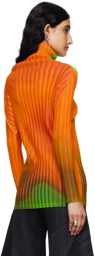 PLEATS PLEASE ISSEY MIYAKE Orange Melty Rib Turtleneck