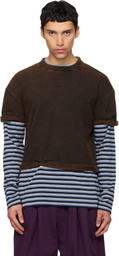 We11done Brown & Blue Layered Stripe Long-Sleeve T-shirt